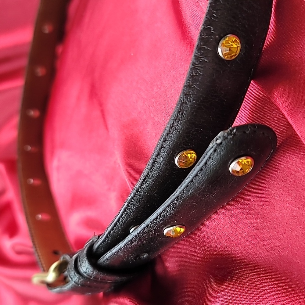 COACH UPCYCLED belt 6602 now with golden yellow studded rhinestones 34 i…